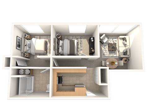 3 Bed 2 Bath 1298 SF Floor Plan at Residences at Manchester Place, Manchester, New Hampshire